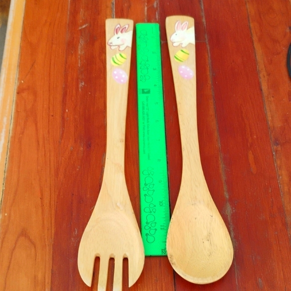 Easter Bunny Pasta Serving Spoon Set Wood SWEET GIFT - Picture 1 of 16